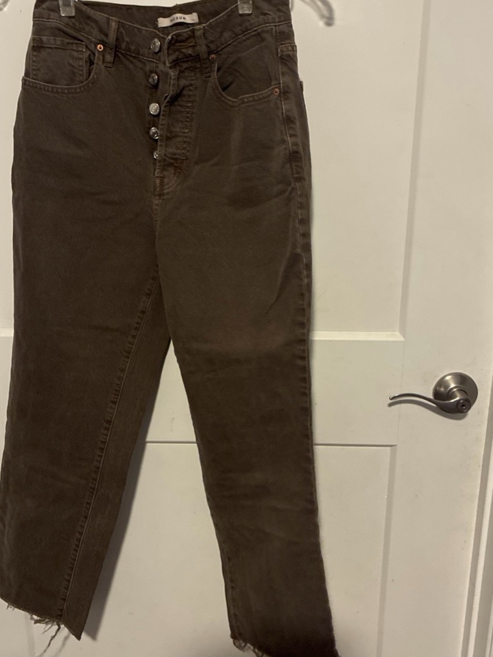 PacSun High-Rise Button-Fly Jeans in Dark Brown